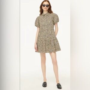 J.Crew Bubble-Sleeve Leopard Print Mini Dress Size 4